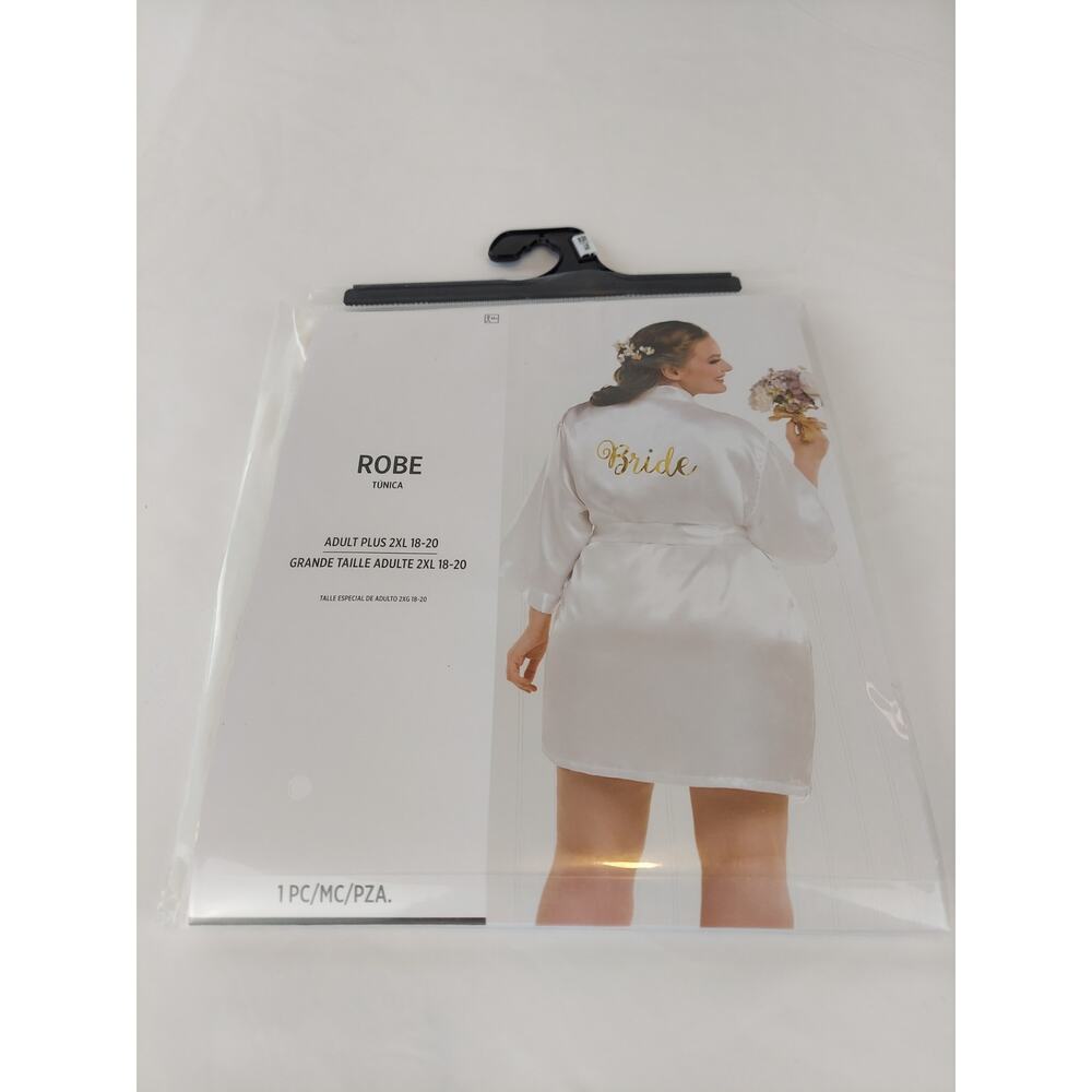 Bride's Robe Plus Size White Satin Wedding Special Day Amscan Size 2XL